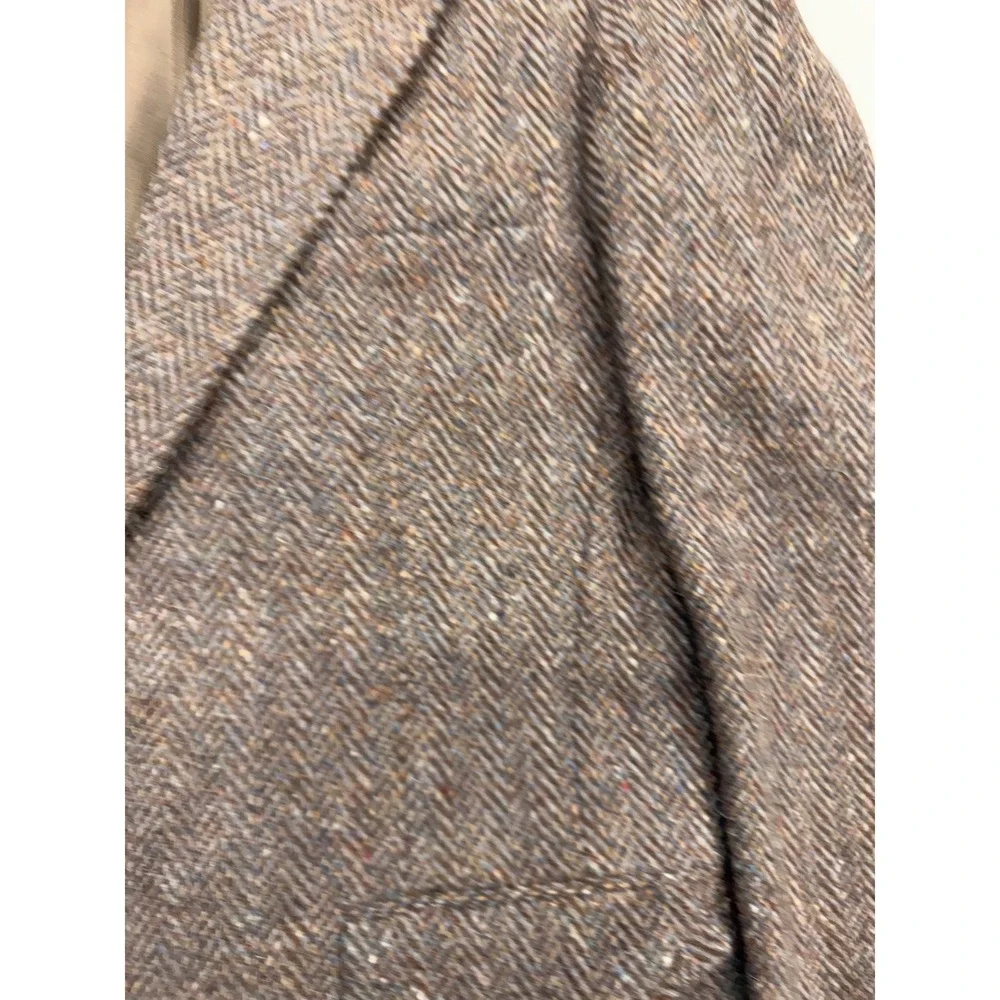Vintage Levis Menswear Brown Herringbone Tweed Wool Blazer Made in USA Mens 42